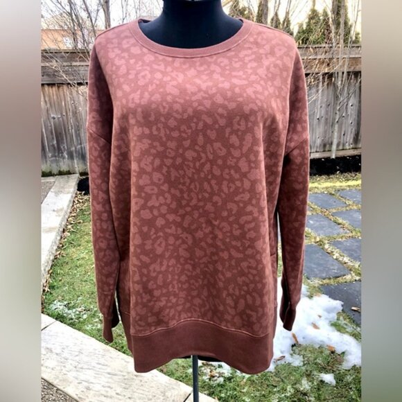SALMON COLOUR LEOPARD PRINT Crew Neck Sweatshirt GEORGE Size Medium - Picture 1 of 3